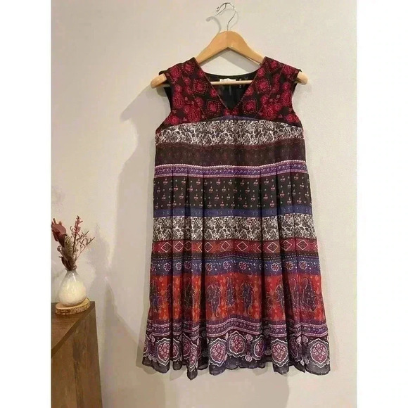 Antropologie Embroidered Mini Dress Sleeveless Boho Floral Patchwork Casual XS - Picture 1 of 8